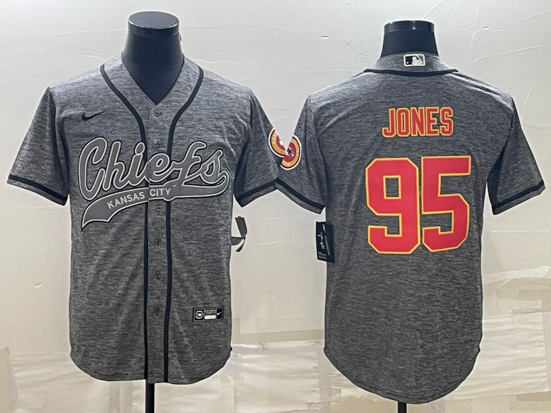 Men's Kansas City Chiefs Chris Jones #95 Grey Jersey Joint Edition
